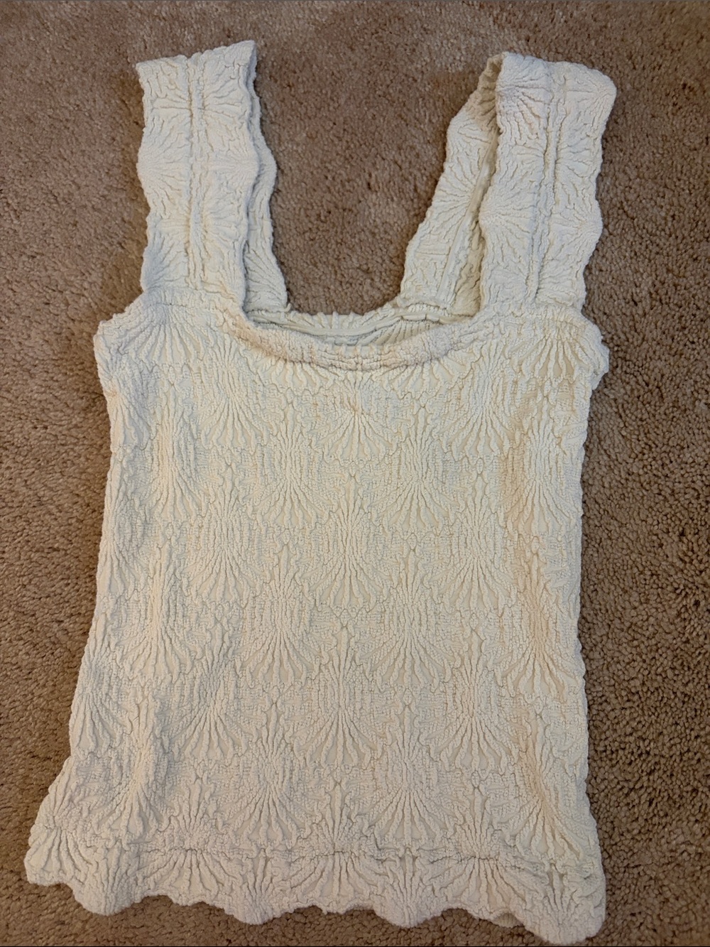 Free People Cream Textured Scoop Tank